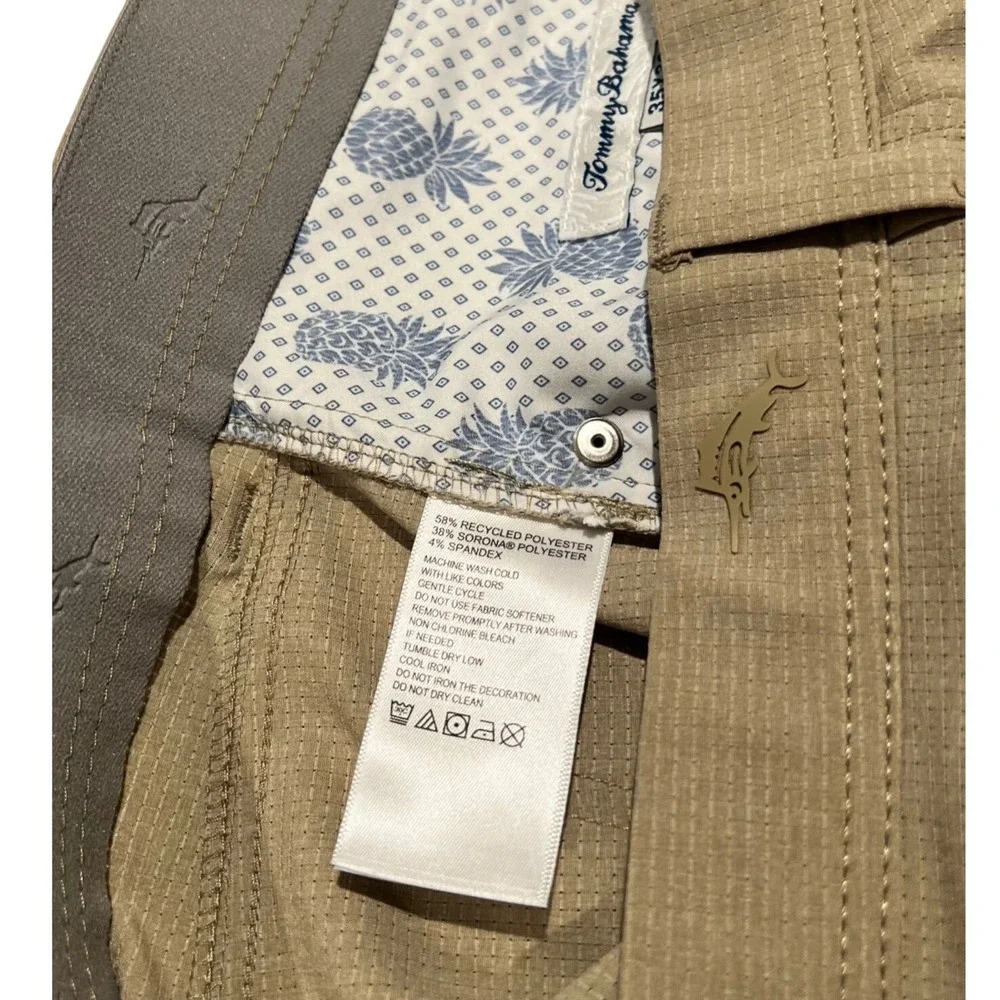 Tommy Bahama‎ Mens 35x30 Pineapple Print Tan Stretch 5-Pocket Pants